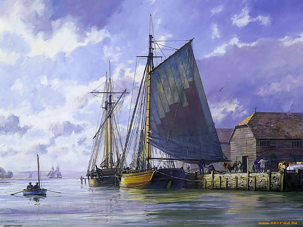 geoff, hunt, lymington, quay, circa, 1790, , 